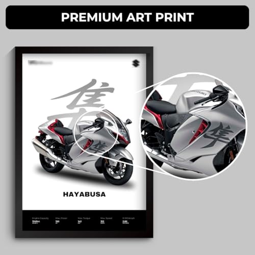 Image of Funk You Store Hayabusa Poster | Superbike Hayabusa Framed Poster | Framed Matt Superbike | Bike Posters A4 Size (31 x 23 cm) | Bikes Posters for Wall, Home, Bedroom, Living room decoration | (F 042)