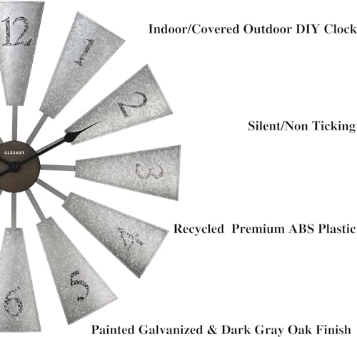 CLXEAST-30-Inch-Large-Farmhouse-DIY-Windmill-Decor-Wall-Clock-Adjustable-Size-2426283032-24-Inch-Wall-Clock-for-Living-Room-DecorWall-Art-Decor-Galvanized-Plastic CLXEAST 30 Inch Large Farmhouse DIY Windmill Decor Wall Clock Adjustable Size 2426283032 24 Inch Wall Clock for Living Room DecorWall Art Decor Galvanized Plastic