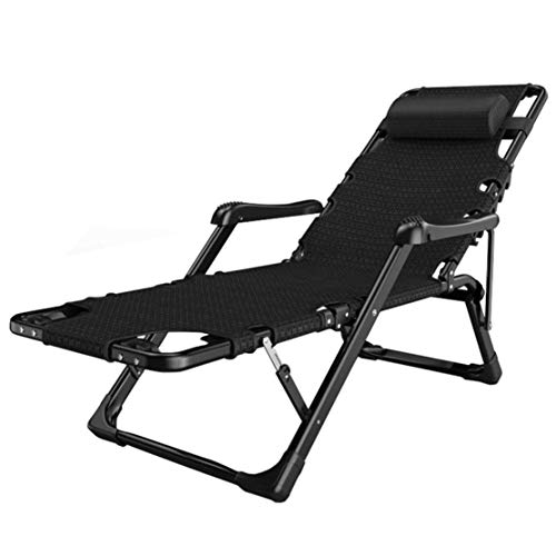 Genérico Silla reclinable Plegable portátil para el hogar, Tumbona Ajustable de Gravedad Cero Relajante para jardín Playa, Negro