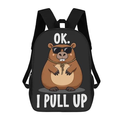 17 Inch Carry On Bookbag with Adjustable Shoulder Straps OK I Pull Up Capybara (1) Outdoor Travel Gym Backpack Unisex-Adult Sport Bag