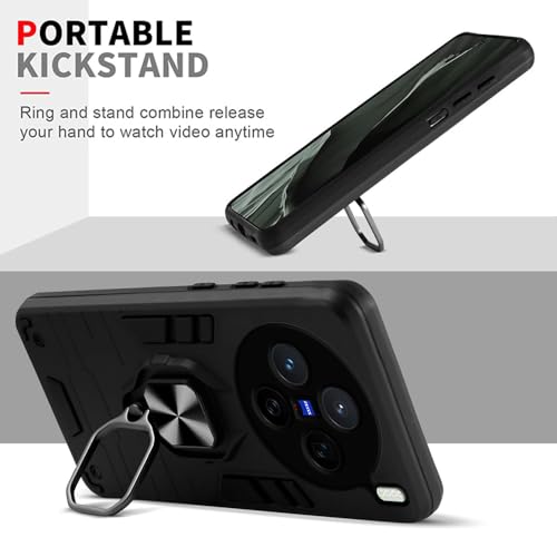 Image of Amazon Brand-Solimo Kickstand Mobile Back Cover (360 Rotating Ring Holder) for Vivo X200 5G (Black)