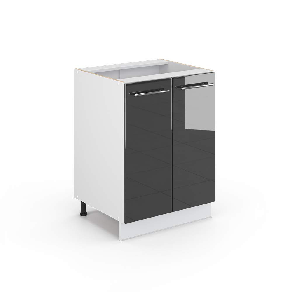 Vicco Kitchen base cabinet Fame-Line, Anthracite high gloss, 60 cm