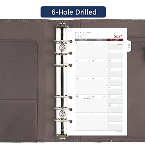 At-A-Glance 2024 Monthly Planner Refill, 3-3/4" X 6-3/4", Portable Size, Loose-Leaf (063-685Y) #TOP4