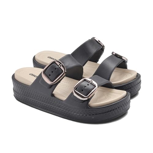 Image of ASIAN Femina-18 Women's Slippers with Elegant Double-Buckle Design, Soft Cushioned Footbed, Chunky Anti-Slip Sole, Lightweight Build, Perfect for Daily Use, Travel and Stylish Comfort