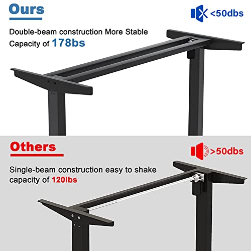 Monomi Electric Height Adjustable Standing Desk, 48X24 Inches Stand Up Desk, Ergonomic Home Office Sit Stand Desk (Black Steel Frame/Rustic Brown Top) #TOP6