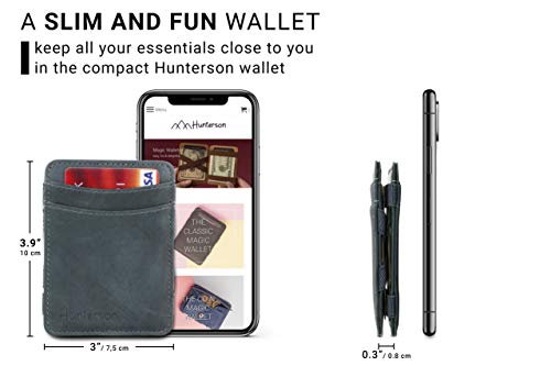 Hunterson Magic Wallet, Minimalist Wallet For Men With Rfid Card Holder, Leather Wallet For 8 Cards, Grey #TOP1