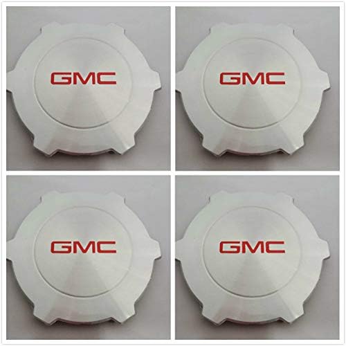 G521 2004 2005 2006 2007 Alloy Sierra Yukon XL 1500 Pickup Wheel AM Center Hub Caps (Red Logo)
