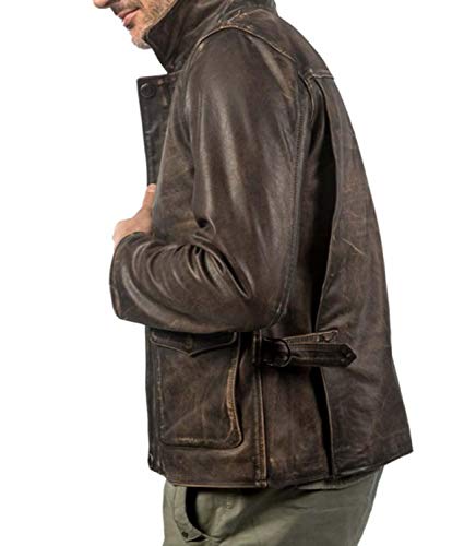 Prime-Fashion Vintage Brown Bomber Leather Jacket for Mens - Brown Distressesd Jackets4