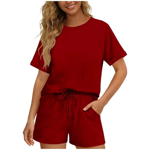 Tenue de vacances à la plage ensemble de shorts à col rond et t-shirt fluide pour femme