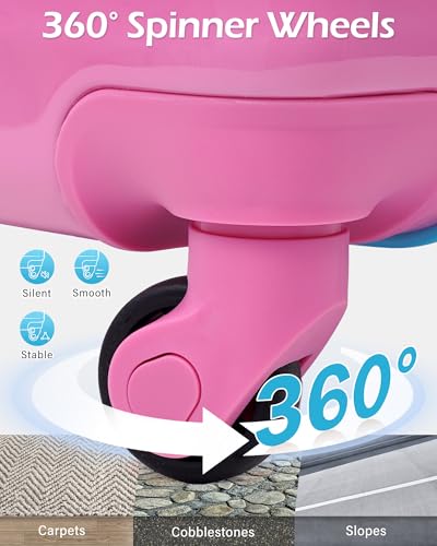 LONG VACATION Carry On Luggage Sets 3 Piece 20 Inch Suitcase Set, ABS+PC Hardshell Lightweight Travel Luggage with Spinner Wheels & YKK Zipper TSA Lock (Blue and Pink, 20 INCH)4