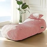 MAXYOYO Bean Bag Bed with Pillow, Chaise Lounge Chair Indoor, Velvet Floor Sofa, Fainting Couch for Bedroom Living Room, Shredded Foam Filling, Removable and Machine Washable Cover, Pink