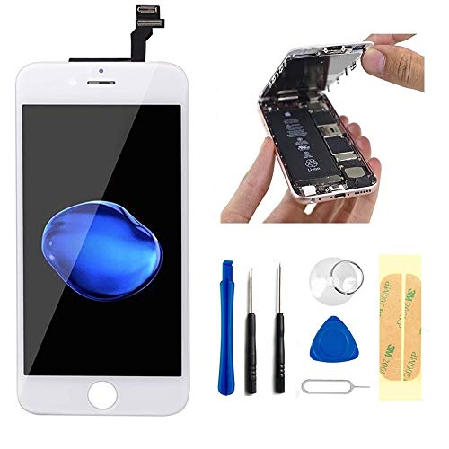 Master Screen for iPhone 6 Plus (5.5 Inch) (A1522, A1524, A1593) Screen Replacement LCD Digitizer Assembly Touchscreen Front Glass (White)