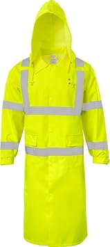 Ironwear 9520 Hi-Visibility ANSI Class 3 Rain Jacket with tuck-away hood and Reflective Stripes
