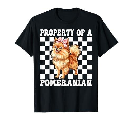 Property of A Pomeranian Dog Girl Coquette Bow Pink T-Shirt