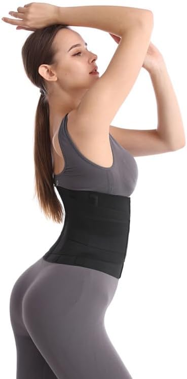 Waist Trainer belt Cincher Trimmer Ab Belt Tummy Control Body Shaper with Triple Wrap Women and Men.(Workout and back support) Black