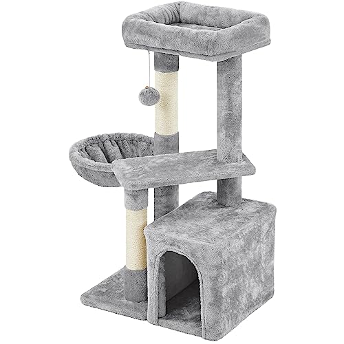 Torre para gatos Topeakmart 34 pulgadas con cubierta de felpa y condominio miniatura 1