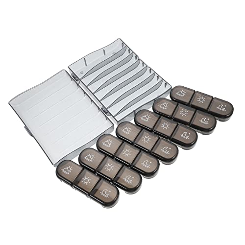 TOBBOMEY 箱 ピルディスペンサー grid pill case ピルケース の保管 便利なケース ポケット ケース 便利なお ケース コンパクト医療オルガニ プラスチック Black