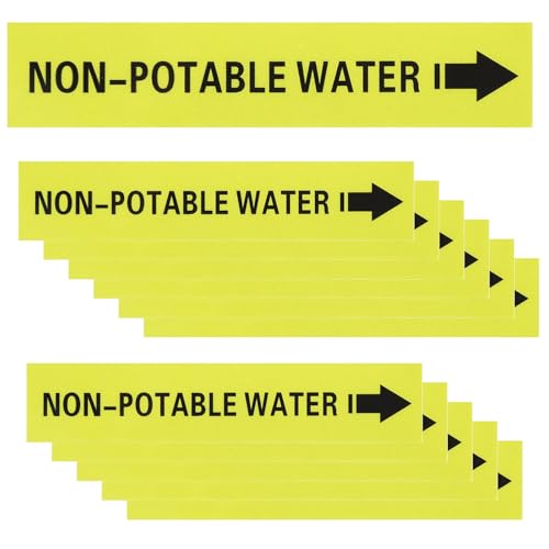 Etiquetas para tuberías amarillas de agua no potable con flechas autoadhesivas
