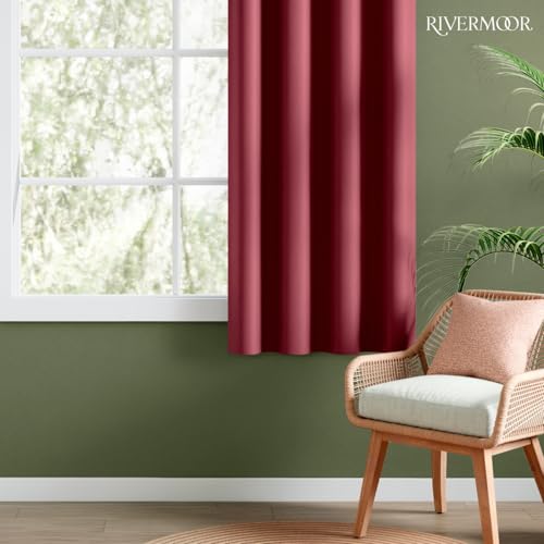 Image of Rivermoor 5 Feet Blackout Curtains Set of 1 | Solid Window Curtain for Living Room & Bedroom | Maroon | 80% Room Darkening | 250 GSM | Acrylic Eyelet | 114 x 152 cm