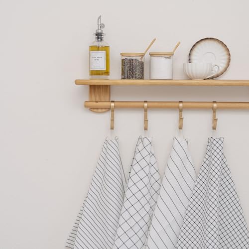 Image of Cotton Kitchen Tea Towels Baking - Lint-Free, 6 Pack, 100% Cotton, Breathable, Washable, Large Size 30 inchx20 inch, Hanging Loop, Multiple Checks and Stripes Pattern Baking Tea Towels (Black)