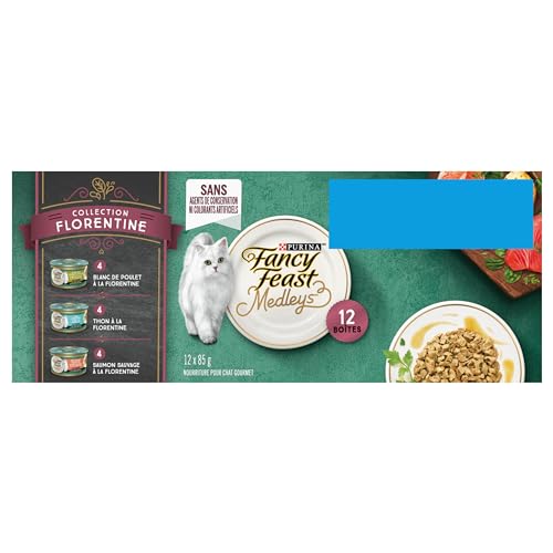 Fancy Feast Medleys Wet Cat Food, Florentine Collection Variety Pack 3 Flavours - 85 g Can (12 Pack) - Image 3