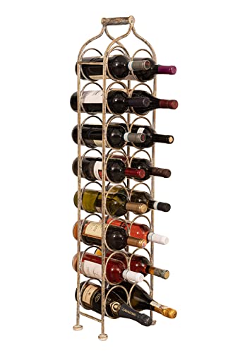 Porte-bouteille en fer forgé finition blanche patinée L12xPR12x105 cm