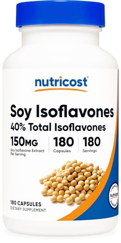 Nutricost Soy Isoflavones 150mg 180 Veggie Capsules - Gluten Free Non-GMO Vegetarian Friendly
