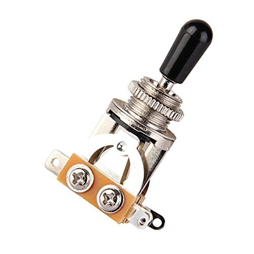 Timiy 3 Ways Short Straight Guitar Toggle Switch Pickup Toggle Switch Black Tip Knob Cap - Thumbnail 3