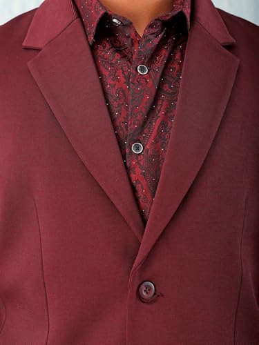 Image of The Indian Garage Co Men Comfort Straight Fit Solid Stretchable Single Breated Knitted Blazers