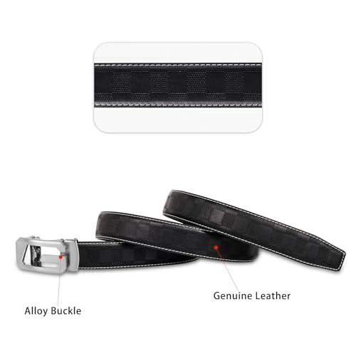 Image of Aurolran Men&Womens Leather Dress Belt Business Automatic Buckle Belt Color-Black Silver Gold