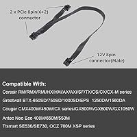 YieJoya PCIE Kabel für Corsair & Thermaltake & Rosewill Photon, PSU 8Pin Stecker auf Dual PCIe 8Pin (6+2) Stecker Stromversorgungskabel für Corsair Modular Power Supply RM/HX/CX-M Serie – Ansicht 2
