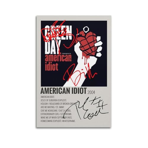 DWNARTS Green Day-American IDIOT - Póster de la portada del álbum de música de éxito, póster de lienzo estético de moda, impresiones decorativas para sala de estar, dormitorio, 20 x 30 cm, estilo sin