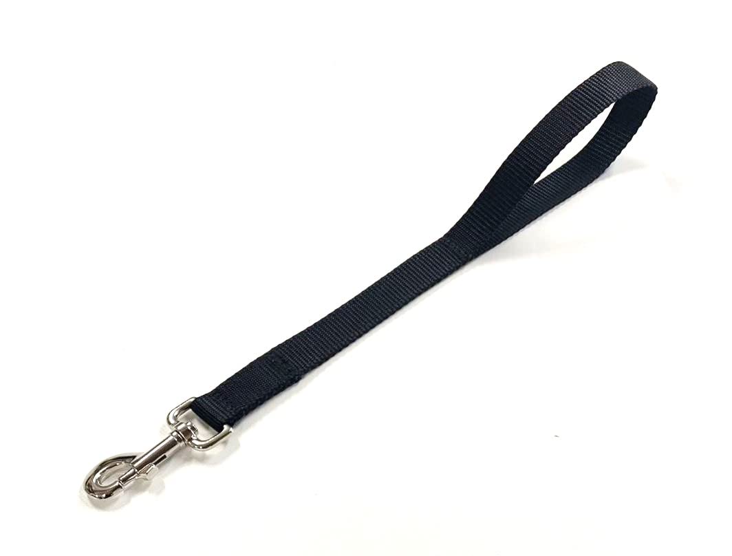 Short Close Control Dog Training Lead Traffic Walking Leash 25mm Polypropylene Webbing (Black, 20 Inches)