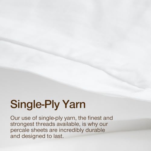 Image of Coop Home Goods Cotton Percale Bed Sheet Set Full, White, Crisp 100% Cotton Sheets for Hot Sleepers, Breathable Deep Pocket Queen Sheets and Pillowcase Set, Oeko-TEX Certified