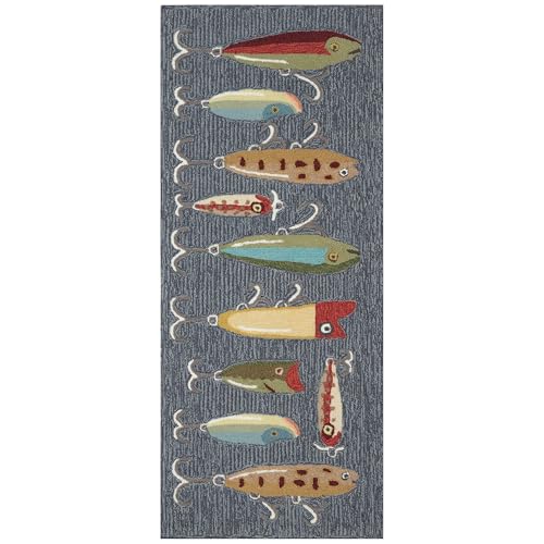 Liora Manne FRONTPORCH IndoorOutdoor Hand Tufted Durable Area Rug Transitional Sports Decorative Playing Hooky Grey 2 x 5