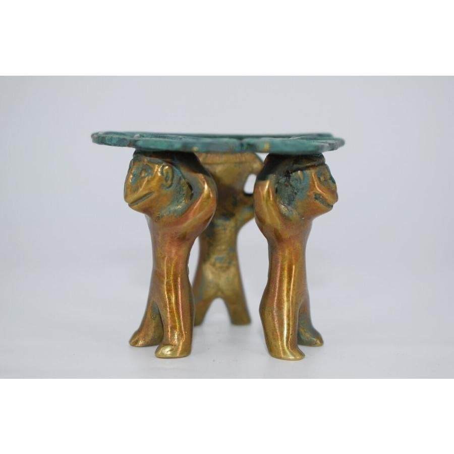 蓋置 唐銅 螺鈿 「鳥獣戯画」 金谷宗林作 茶道具 蓋置 唐銅 螺鈿