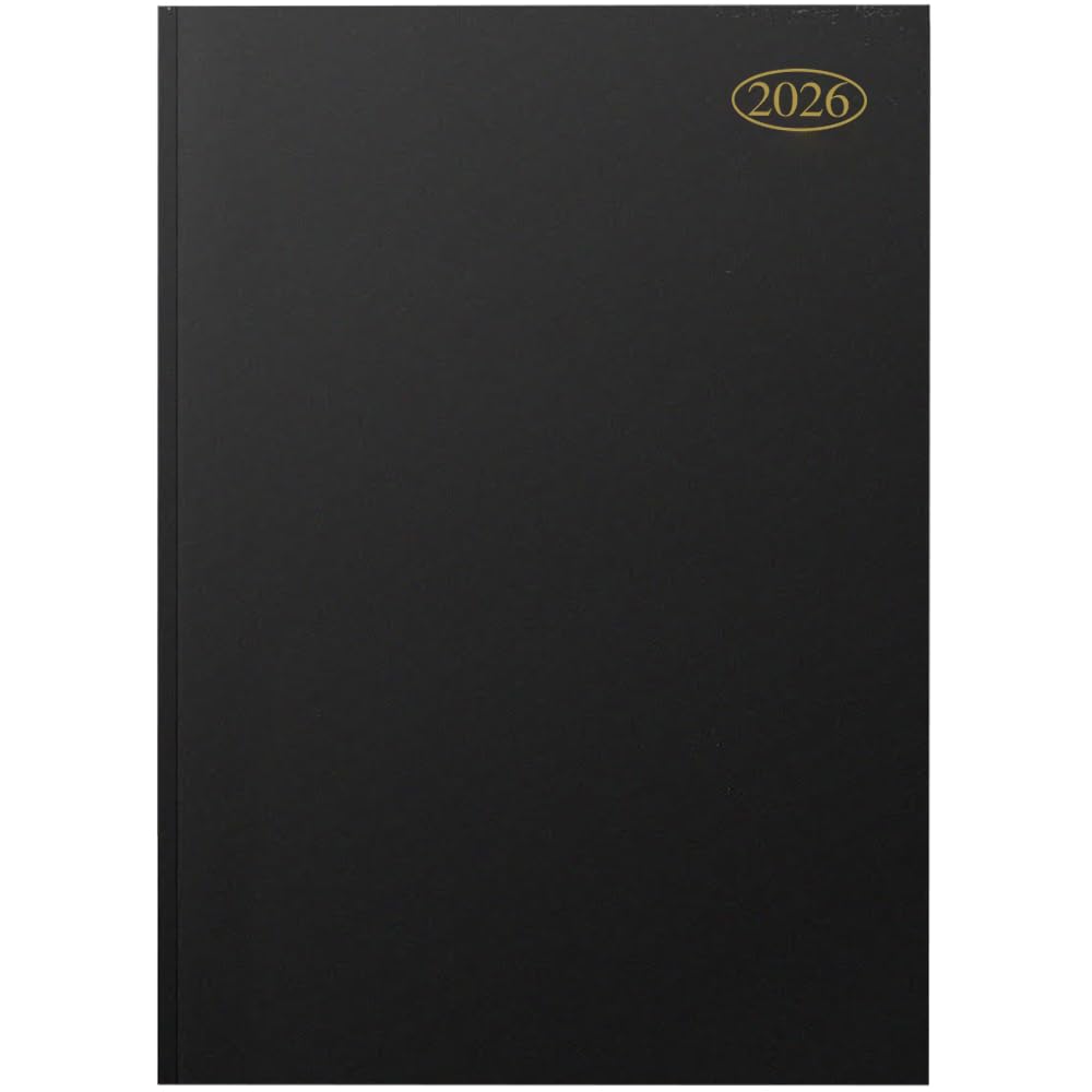 VR Angel 2026 A5 Diary Week to View – Sleek Jet Black Professional Planner with Gilt Edges and Ribbon Marker for a Premium, High-End Office Aesthetic