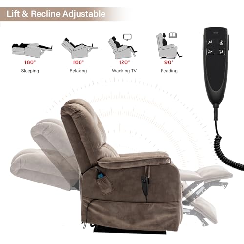 Sillón con tapizado de terciopelo marrón claro reclinable miniatura 4