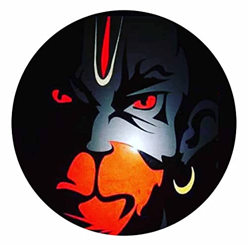 Image of CVANU Hanuman Angry Face Sticker for Scooty, Bike- All Two Wheeler Vehicle Vinyl Size (11cm X 11cm) Multicolor