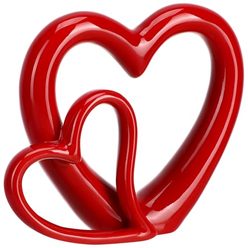Figura de Cerámica Corazón Rojo Decorativo para Boda