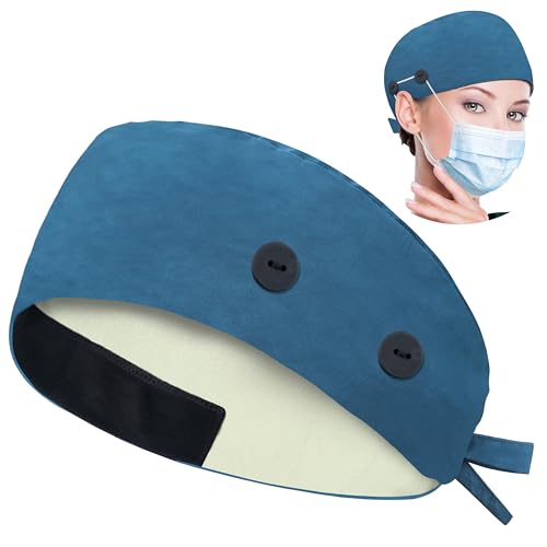 Image of ABAMERICA Working Caps with Button and Sweatband, Adjustable Working Hats for Women Men, One Size(Tie Back or Toggle)