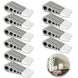 Oqqlin 12 Pcs Rubber Door Stoppers, Extended Thickened Grey Anti Slip Door Stop Wedge with Holder No-Pinch Heavy Duty Doorstop for Home, Classroom, Office