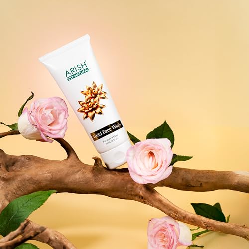 Image of ARISH BIO-NATURAL Gold Face Wash- 75 ml | Sandalwood, Honey & 24K Gold Dust | Luxury Glow & Skin Brightening Daily Cleanser | Anti-Aging Formula for All Skin Types | Ideal for Women & Men