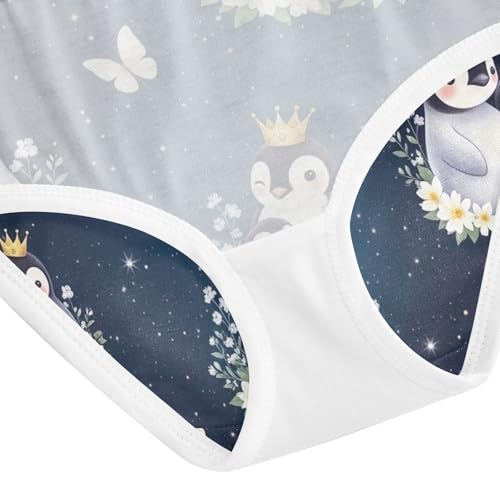 Cute Penguins Dark Blue Toddler Underwear, Cotton Underwear for Girls, 2T–8 Years4