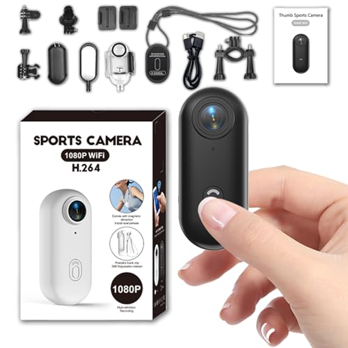 Zeerkeer Micro Action Cam 1080p con Grandangolo da 120°, Thumb Camera per Ciclismo Moto Videocamera POV Camera Nascoste da Esterno Body Cam e Accessori Clip Magnetica Posteriore