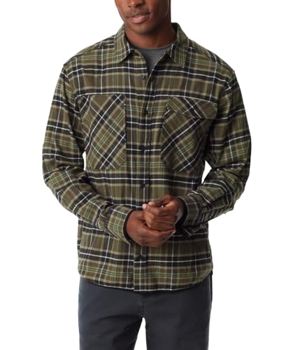 Mens Stretch Flannel Button Front Shirt with 2 Pockets Standard
