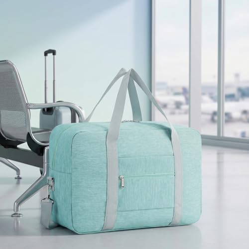 Bolsa de viagem dobrável para mulheres e homens, bolsa de mão leve com grande capacidade e design simples, Verde hortelã, Esportes