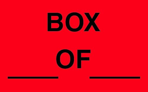 Tape Logic Aviditi Tape Logic - Adhesivo adhesivo rojo fluorescente de 1 1/4 x 2 pulgadas, "Box of_", para envío, manipulación, embalaje y mudanza