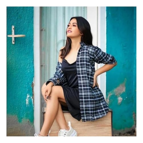 Image of ROYALICA Women Black and White Colour Collared Checked Shirt with Heavy Black Inner