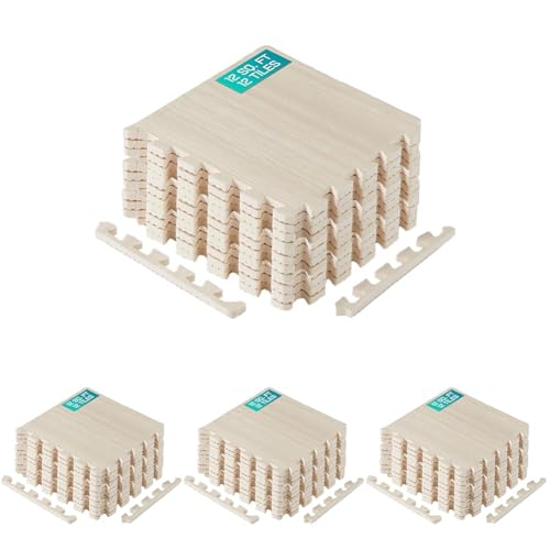 Image of Yes4All EVA Interlocking Mats, Puzzle Floor Tiles, Foam Floor Padding with Border for Furniture, Home Space, Living Room, Garage 11,22,32 SQFT (Pack of 4)